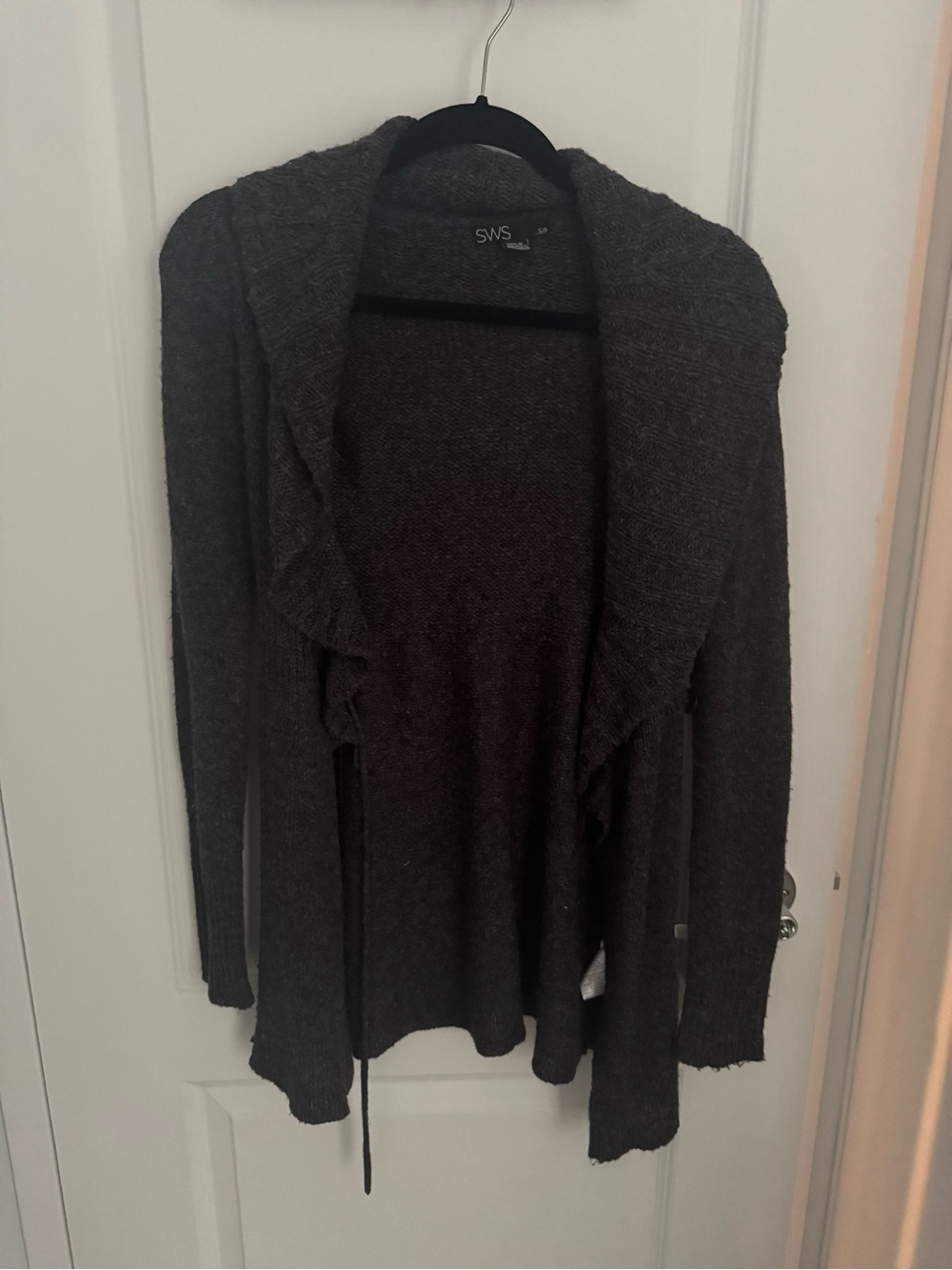 Dark Gray Open-Front Women’s Sweater Cardigan
